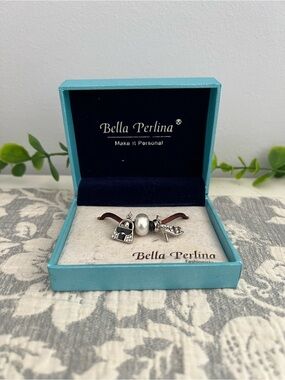 bella Perlina Silver Charm Bracelet with White Pearl Accent